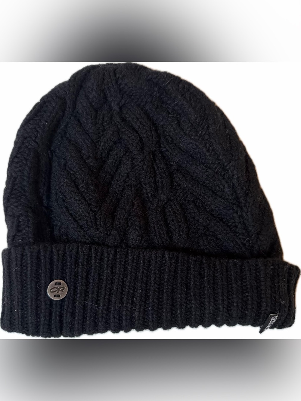 Outdoor Research Black Cable-Knit Beanie with cashmere